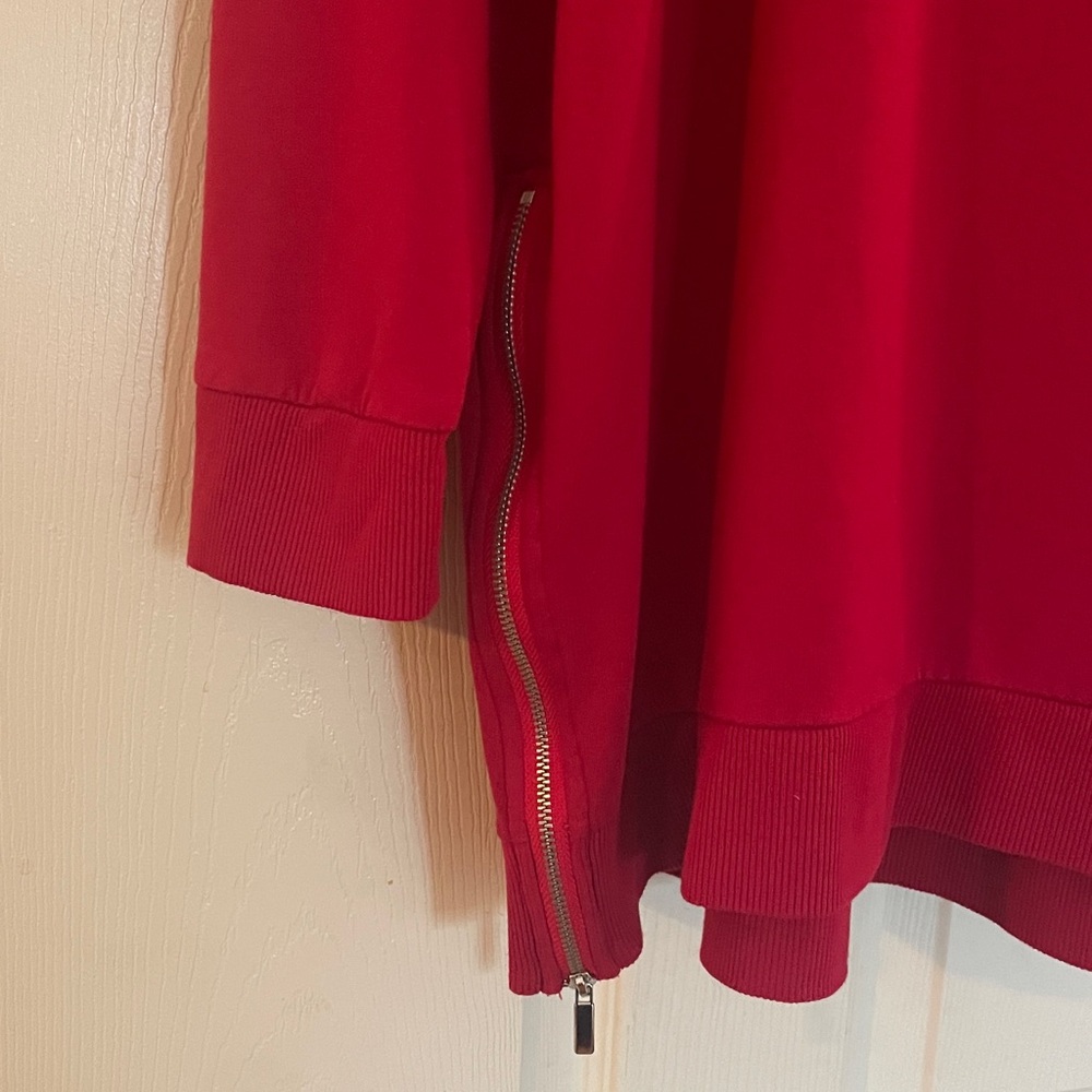 Chico’s Red Long Sleeve Sweater With Silver Side Zippers Plus Size 22 - Picture 4 of 9